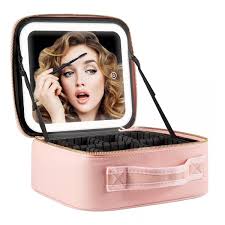 Estuche de cosméticos con espejos led  recargable